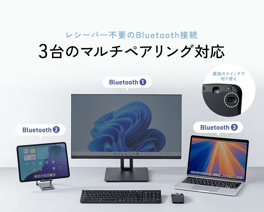 V[o[svBluetoothڑ3̃}`yAOΉAʂ̃XCb`Ő؂ւ\B